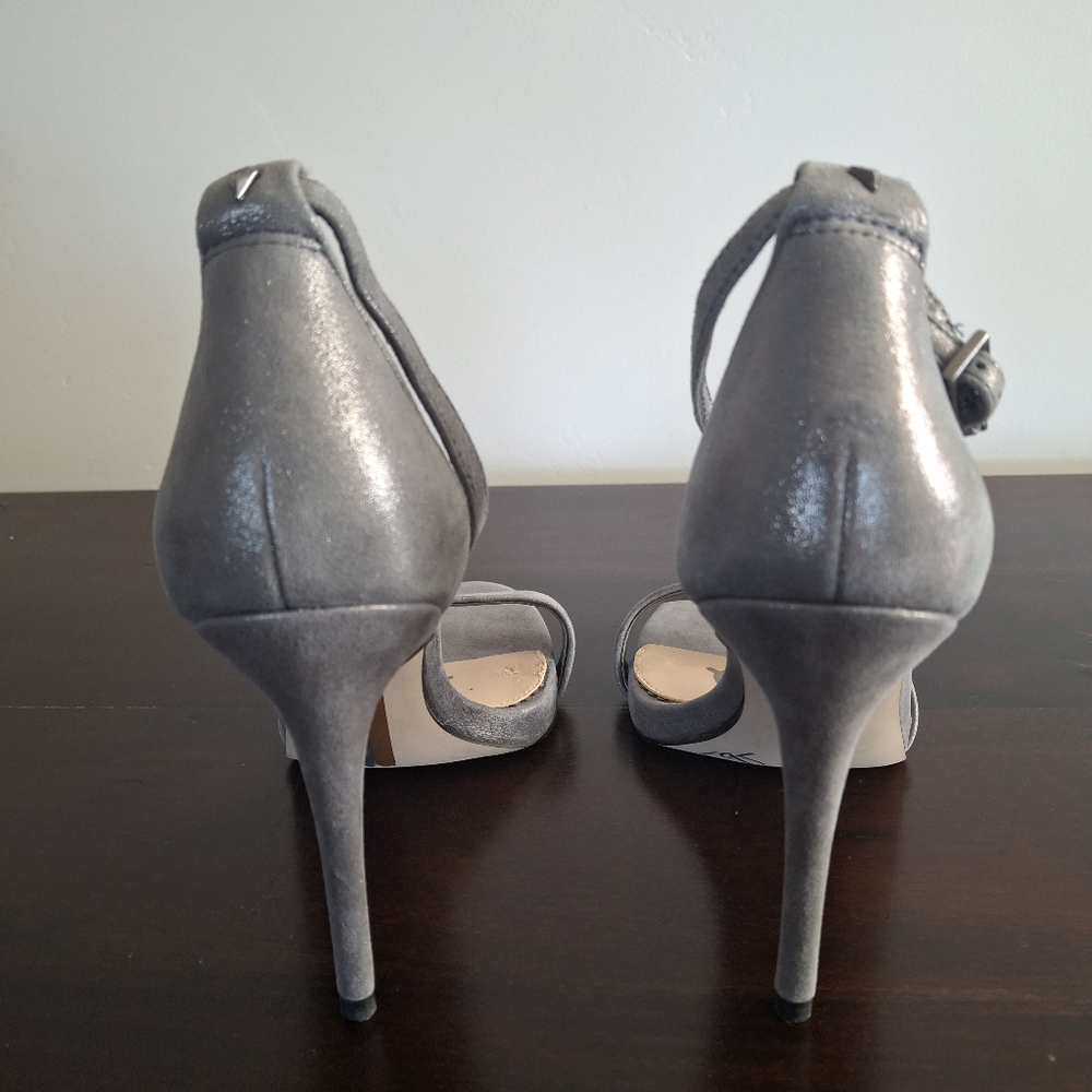 SAM EDELMAN "Ariella" Leather Stiletto Ankle Strap Dress Sandal-Silver- Size 6 - Picture 6 of 12